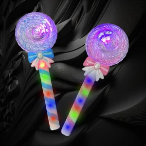 Assorted Pink/Blue LED Spinning Lollipop Wand With Light Up Handle