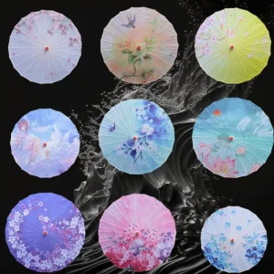 Assorted Premium Printed Wooden Chinese Umbrellas