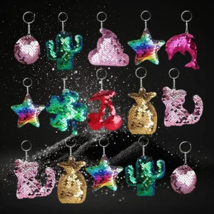 Assorted Shape Sequin Keychain Plush