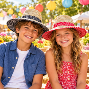 Assorted Style Bandana Print Straw Hat