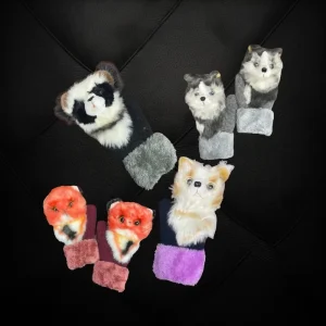 Assorted Style/Color Winter Gloves with 3D Fluffy Animals