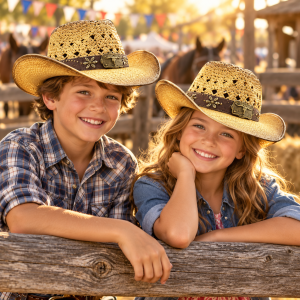 Assorted Style Cowboy Hat with Knit Top and Cowskull Buckle