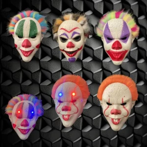 Assorted Style LED Clown Mask with Hair