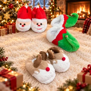 Assorted Style Plush Childrens Slippers