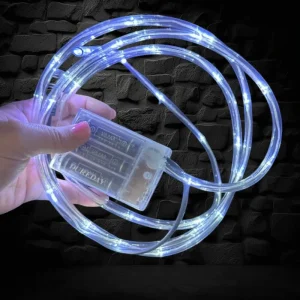 Battery Opperated 7' Clear LED Rope Light with White LED Lights