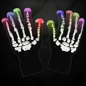 Black Glove with Skull Bone Print