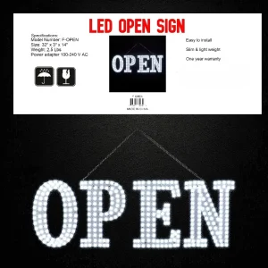 Bright White LED Open Sign 32" X 14"