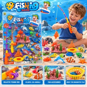 Carded Fishing Playset With Assorted ACcessories And 2 Fishing Poles