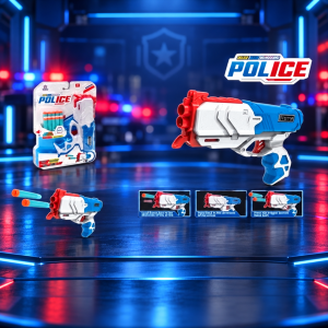 Carded Police Force Toy Gun With 10 Foam Darts Blister Packed