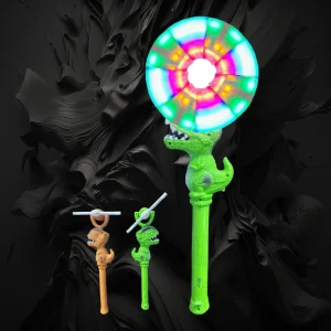 Dinosaur Windmill Wand Green/Brown Assorted