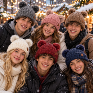 Double Pom Knit Winter Hat Assorted Colors
