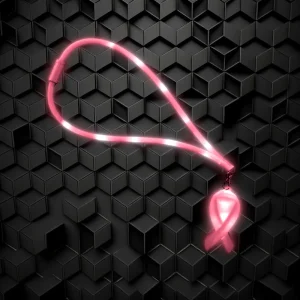 Flashing Pink Lanyard With Pink Ribbon