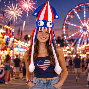 Flashing Red/White/Blue Squid Hat