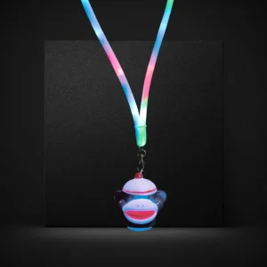 Flashing Sock Monkey Charm On Flashing Lanyard Necklace