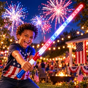 Flashing USA Space Sword With R/W/B Handle