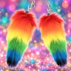 Fur Key Chain Rainbow Tail Vendor