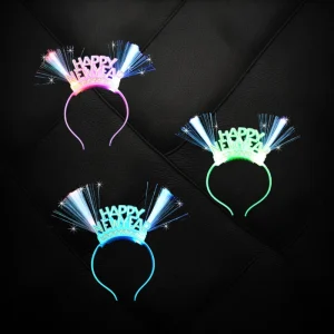 Green Happy New Year Flashing Fiber Optic Boppers