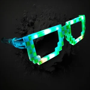 Green/White LED Pixel Sunglasses with Clear Lenses