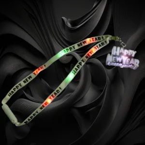 Happy New Year Flashing Charm On Cloth Happy New Year Lanyard