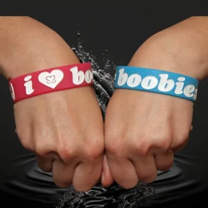 I Heart Boobies Silicone Bracelet Asst Colors
