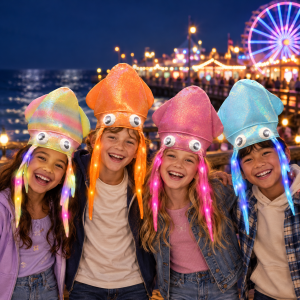 Iridescent LED Squid Hat 4 Assorted Colors