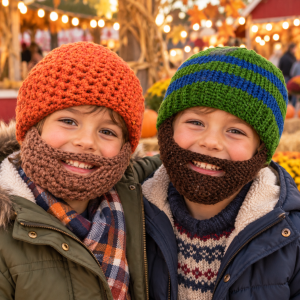 Knit Hat With Attached Knit Beard
