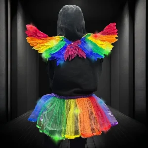 Large Carded Rainbow LED Tutu And Fairy Wing Set
