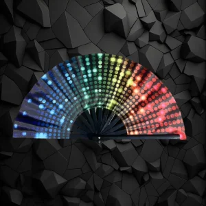 Large Glitter Rainbow Hand Fan