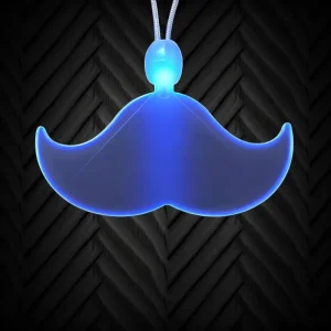 LED ACrylic Flashing Mustache Necklace On Non-Flashing Lanyard