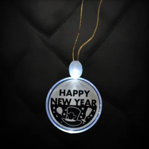 LED ACrylic Happy New Year Pendant On Non-Flash Lanyard