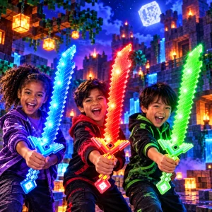 LED Assorted Color Flashing Crystal Pixel Sword (6A8C)