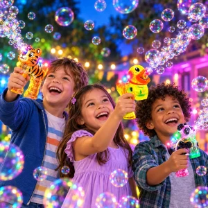 LED Assorted Flashing Panda, Tiger, Duck Bubble Blower