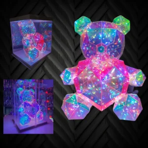 LED Crystal Galaxy ACrylic Bear With Multi Colored LED Lights