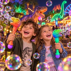 LED Dinosaur Bubble Wand Backwall Of