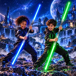 LED Double Sided Single Color Blue/Green Assorted Sword