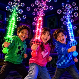 LED Flashing Bubble Pixel Sword With Sound