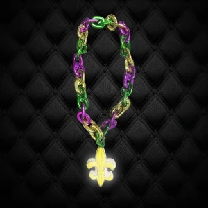LED Flashing Chain Link Mardi Gras Color Necklace B26C