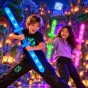 LED Flashing Double Sided Pixel Sword