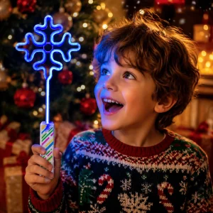 LED Flashing Multi-Color Neon Snowflake Wand