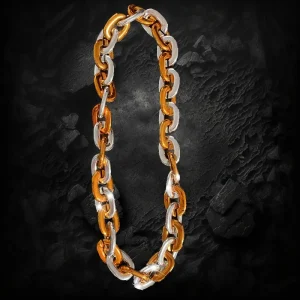 LED Flashing Oversized Orange/Silver Chain Link Necklace
