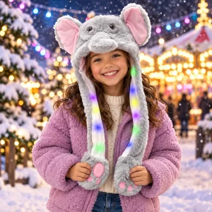 LED Flashing Plush Elephant Hat with Moving Ears
