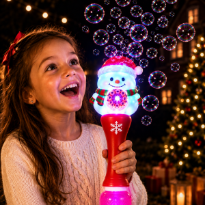 LED Gatling Style Bubble Wand with Snowman Topper