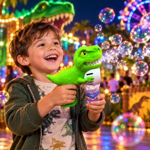 LED Gatling Style Dinosaur Bubble Blower