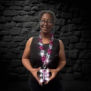LED Hot Pink/Silver Chain Link Necklace With Detroit Medallion