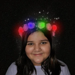 LED Individual Color Mini Rose Headband With Multi-Color Lights
