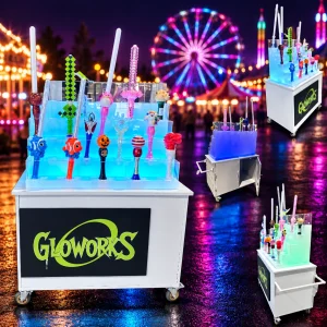 LED Multi-Color Acrylic Display Cart for Bubble Wands/Swords