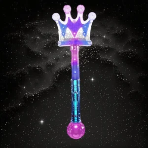 LED Multi-Color Flashing Glitter Crown Wand With Small Ball At