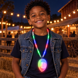 LED Multi-Color Flashing Lanyard With Cowboy Hat Charm