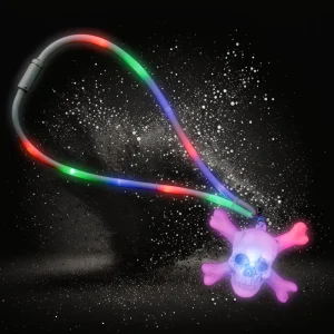 LED Multi-Color Flashing Lanyard With Light Up And Cross Bone Charm