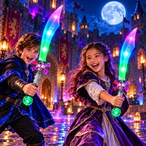 LED Pirate Sword With Metallic Skull